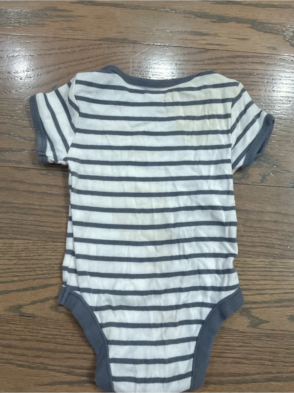 Old Navy Baby White & Navy Striped Short Sleeve One-Piece Size 3–6M